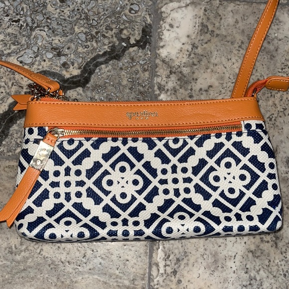 Spartina Navy, White and Orange Crossbody Bag - Picture 2 of 12